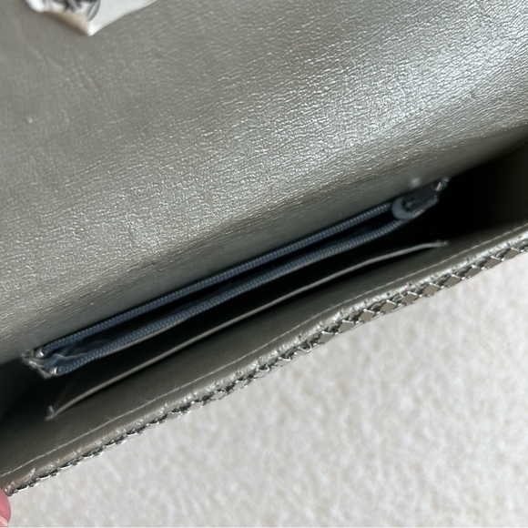 VINTAGE Sequin Evening Clutch Purse with Strap Silver - Picture 5 of 13